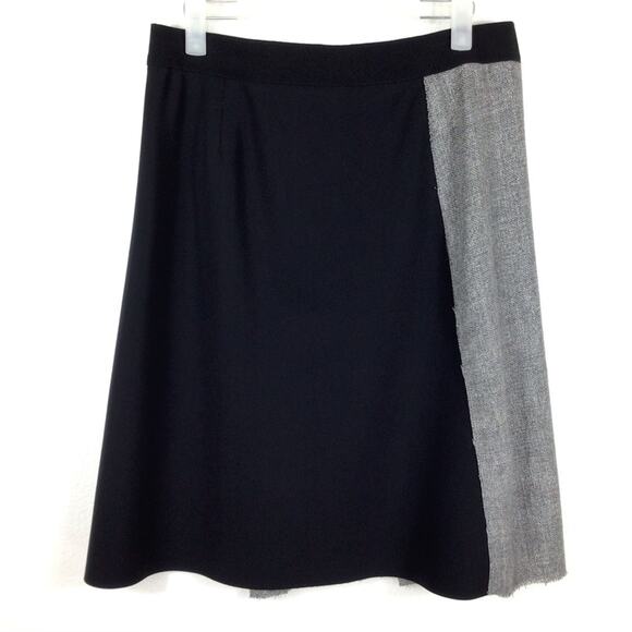 ELIE TAHARI Black Grey A-Line Wool Blend Skirt size 6 - Picture 3 of 4